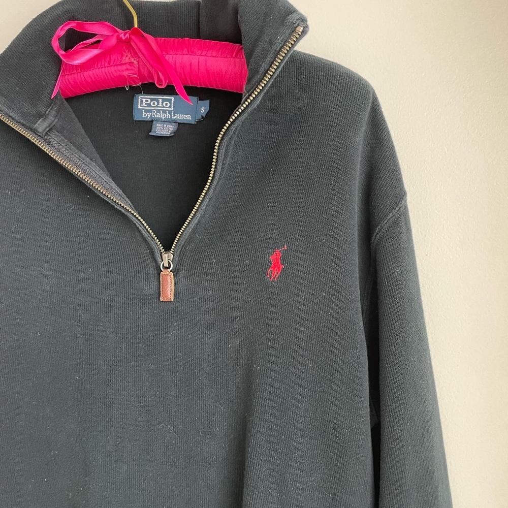 POLO Ralph Lauren pullover. Mens size S. 3/4 zip Black - Picture 4 of 7